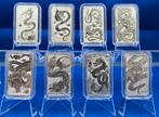 (A337) AUSTRALIA RECTANGLE DRAGONS ONE OUNCE ALLE JAREN, Ophalen of Verzenden, Setje, Zilver