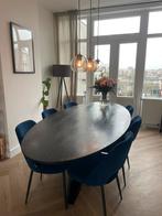 Eettafel ovaal 8 persoons zwart, Huis en Inrichting, Ophalen, Gebruikt, 100 tot 150 cm, 200 cm of meer