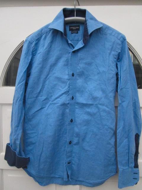 Keurig Cavellaro overhemd, maat 39=M, Kleding | Heren, Overhemden, Zo goed als nieuw, Halswijdte 39/40 (M), Blauw, Ophalen