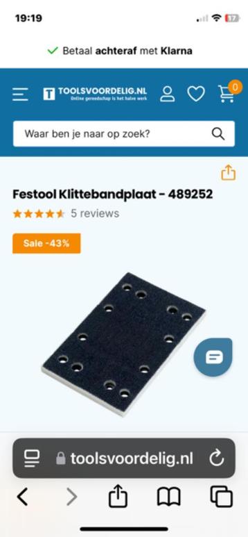 FESTOOL schuurzooltjes/klittebandplaat voor de rts 400 NIEUW beschikbaar voor biedingen