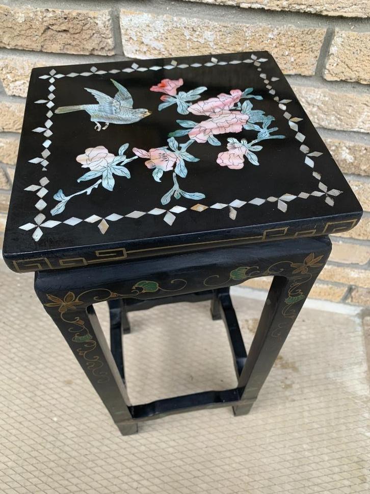 Chinees Zwart Laquer planten/bijzettafel -Parelmoer inleg., Antiek en Kunst, Kunst | Niet-Westerse kunst, Ophalen of Verzenden