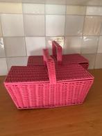 Twee roze picknick mandjes kinderen meisjes, Gebruikt, Ophalen of Verzenden