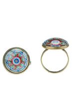 Verstelbare mandala ring met glazen ornament – Nikkelvrij, Ophalen of Verzenden, Nieuw, Dame