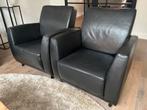 Leren fauteuils 2x zwart, Huis en Inrichting, Fauteuils, Gebruikt, Ophalen of Verzenden, 50 tot 75 cm, Leer