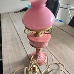 Antieke roze glazen lamp, Huis en Inrichting, Lampen | Hanglampen, Antiek, Gebruikt, Ophalen of Verzenden, Glas