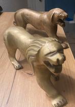 Bronzen Afrikaanse leeuwen, Antiek en Kunst, Ophalen of Verzenden