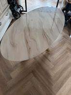 Ovale eettafel glas marmerlook, goud onderstel, Huis en Inrichting, Tafels | Eettafels, Ophalen, 50 tot 100 cm, 150 tot 200 cm
