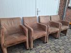 4 leren eetkamerstoelen, Huis en Inrichting, Stoelen, Ophalen, Gebruikt, Bruin, Leer