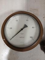 Antieke grote Messing Inbouw Manometer, Antiek en Kunst, Ophalen of Verzenden