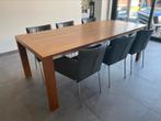 Massief houten eettafel Oasis 220x 100x 76 cm in notenlak, Ophalen, Gebruikt, Modern living / design, 200 cm of meer