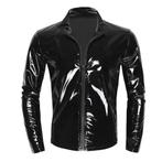 Zwarte heren lakjas lak jas lakleer glimmende wetlook mannen, Verzenden, Nieuw, Kleding