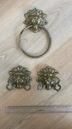 Franse Leeuwen Badkamer set, ANTIEK koper Handdoekring Haken, Ophalen of Verzenden