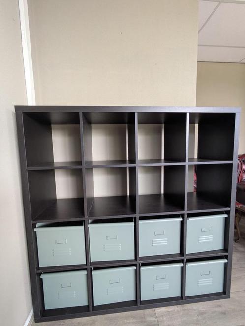 4x4 kallax kast met bakken, Huis en Inrichting, Kasten | Boekenkasten, Zo goed als nieuw, 100 tot 150 cm, 100 tot 150 cm, 25 tot 50 cm