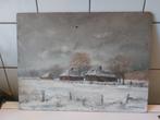 impressionistisch winterlandschap op paneel, Ophalen of Verzenden