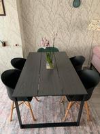Tafel en 4 eetkamer kuipstoelen, Ophalen, Zo goed als nieuw, Rechthoekig, 50 tot 100 cm