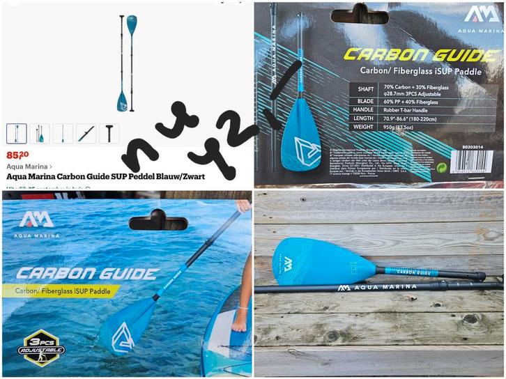 7 stuks Aqua Marina Carbon Guide SUP Peddel nieuw, Watersport en Boten, Suppen, Nieuw, SUP-peddels, Ophalen of Verzenden
