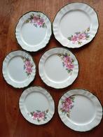 6 bordjes Pagnossin Italy 795   roze bloem  puntgaaf, Antiek en Kunst, Antiek | Servies los, Ophalen of Verzenden