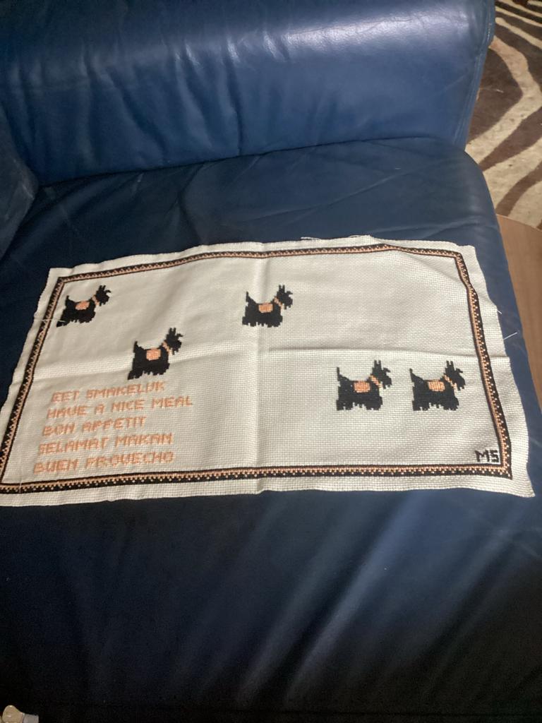 Geborduurde Placemat Schotse Terriër, Ophalen of Verzenden