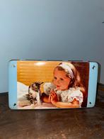 Frans brocante blikje meisje met kat, Verzamelen, Blikken, Ophalen, Zo goed als nieuw, Overige