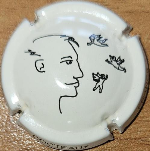 Crémant de Loire capsule, COCTEAUX heldercrème&zwart NR. 01a, Verzamelen, Wijnen, Nieuw, Overige typen, Frankrijk, Ophalen of Verzenden