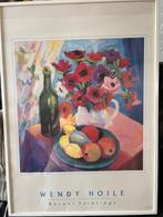 Mooi schilderij stil leven fles wijn bloemen Wendy Hoile, Antiek en Kunst, Ophalen