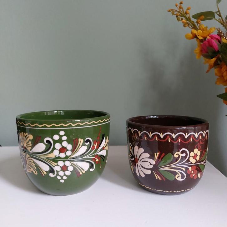 Vintage Hongaarse MHV bloempotten, Antiek en Kunst, Antiek | Keramiek en Aardewerk, Ophalen of Verzenden