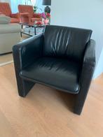 2 Leolux Fabio zwart lederen fauteuils, 100 tot 125 cm, Gebruikt, Leer, 50 tot 75 cm