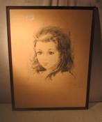 Mooie oude Tekening 'Jong Meisje' - gesigneerd, Ophalen of Verzenden