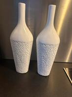 2 witte vazen van keramiek, Ophalen, Wit, Aardewerk of Porselein, Zo goed als nieuw