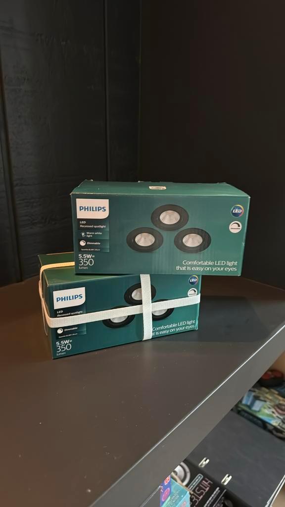 Philips Sparkle Inbouwspot dimbaar 5.5W Zwart  2*3 stuks, Huis en Inrichting, Lampen | Spots, Nieuw, Led, Ophalen of Verzenden