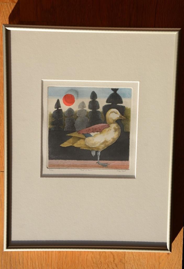 “Eend in tuin”   (nr 16 van 60): Haye Gemser, Antiek en Kunst, Kunst | Etsen en Gravures, Ophalen