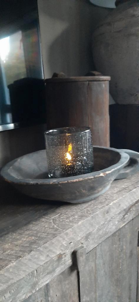 Puur Wonen windlicht Smokey Grey Bubbles 14/14, Huis en Inrichting, Woonaccessoires | Kandelaars en Kaarsen, Nieuw, Minder dan 25 cm