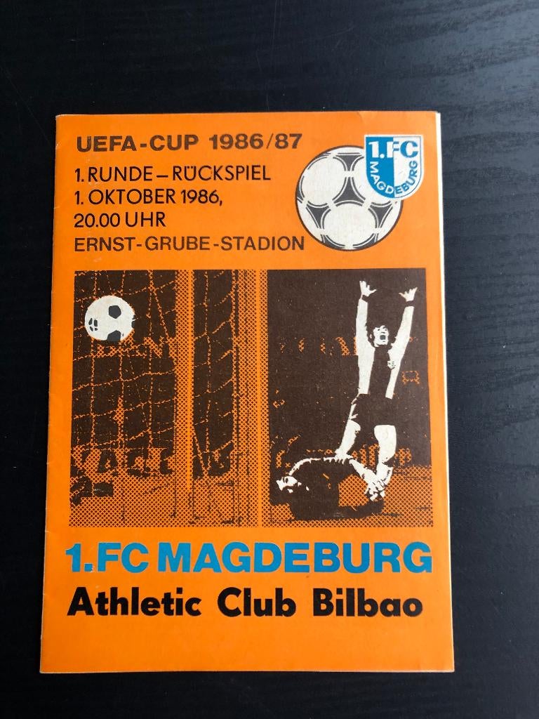 ⚽ Programma Uefa-Cup Magdenburg - Atl. Bilbao 1985-1986 ⚽, Ophalen of Verzenden, Buitenlandse clubs, Boek of Tijdschrift