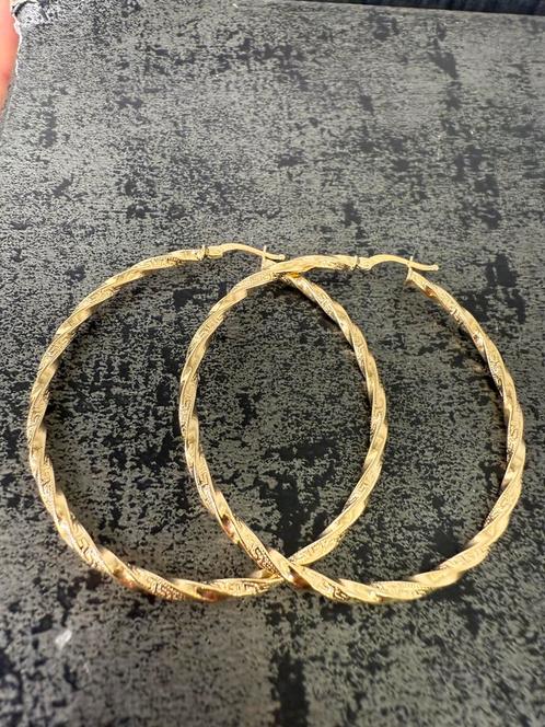 Prachtige 14 karaats gouden wokkel oorbellen aanbieding 5 cm, Sieraden, Tassen en Uiterlijk, Oorbellen, Nieuw, Hangers, Goud, Goud
