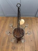 Hanglamp met 7 glazen, Ophalen, Zo goed als nieuw, Metaal, 50 tot 75 cm