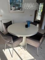 Mooie ronde witte eettafel met stoelen, Huis en Inrichting, Ophalen, Zo goed als nieuw, Rond, 100 tot 150 cm