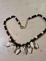 Vintage zwart goudkleur ketting bedelketting bedels blaadjes, Overige materialen, Ophalen of Verzenden, Zo goed als nieuw, Verstelbaar