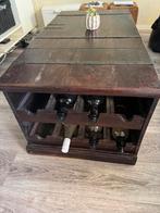 Houten tafel/wijnkist met Metalen Details 110bx56dx45h, Ophalen