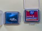 2x CF CompactFlash kaart 32 en 128 Mb. Sandisk, Medion, Audio, Tv en Foto, Fotografie | Geheugenkaarten, Compact Flash (CF), SanDisk