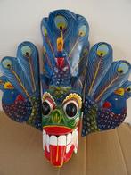 Houten pauwenmasker Mayura Raksha masker Sri Lanka, Ophalen of Verzenden