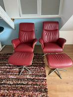 Hjort Knutsen design relax fauteuil leer hocker 2 stuks, Ophalen, Zo goed als nieuw, Leer, 50 tot 75 cm