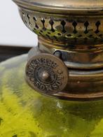 Antieke Brenner Olielamp, Groen Glas, Ophalen