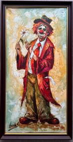 Clown schilderij B44cm H85cm, Antiek en Kunst, Ophalen