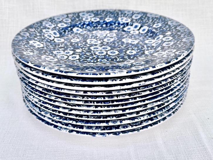 Burleigh - Blue Calico - Dinner Plates (24 cm), Huis en Inrichting, Keuken | Servies, Zo goed als nieuw, Bord(en), Overige stijlen