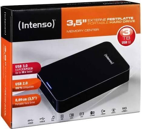 Intenso Memory Center 3TB Externe Harde Schijf USB 3.0, Computers en Software, Harde schijven, Gebruikt, Server, Extern, HDD, USB