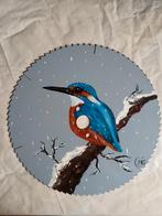 Ijsvogel op ijzeren zaagblad geschilderd, Antiek en Kunst, Ophalen