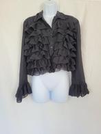 Gave zwarte korte roesjes blouse mt L, ., Maat 42/44 (L), Ophalen of Verzenden, Zo goed als nieuw