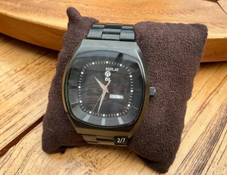 Stoere zwarte originele Replay GT horloge, Sieraden, Tassen en Uiterlijk, Horloges | Heren, Zo goed als nieuw, Polshorloge, Overige merken