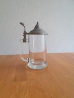 Glazen bierpul met deksel, Antiek en Kunst, Antiek | Glas en Kristal, Ophalen of Verzenden