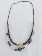 Zilveren ketting met Granaat.amethtst.parels.citrien, Sieraden, Tassen en Uiterlijk, Antieke sieraden, Ophalen of Verzenden, Zilver